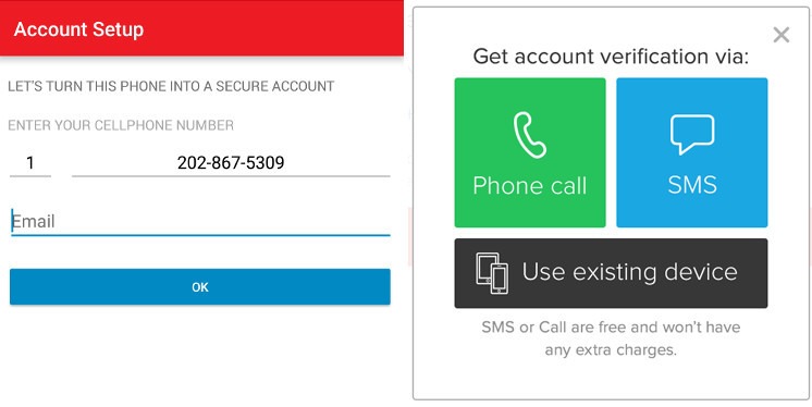 fill in email address in Authy and get account verification