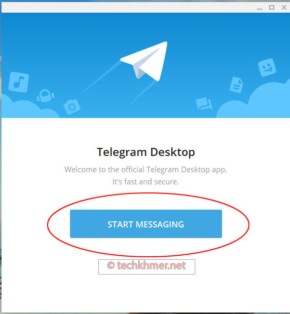 ផ្ទាំង​កម្មវិធី Telegram Desktop ដំណើរការ​ដំបូង​នៅ​លើ​កុំព្យូទ័រ។