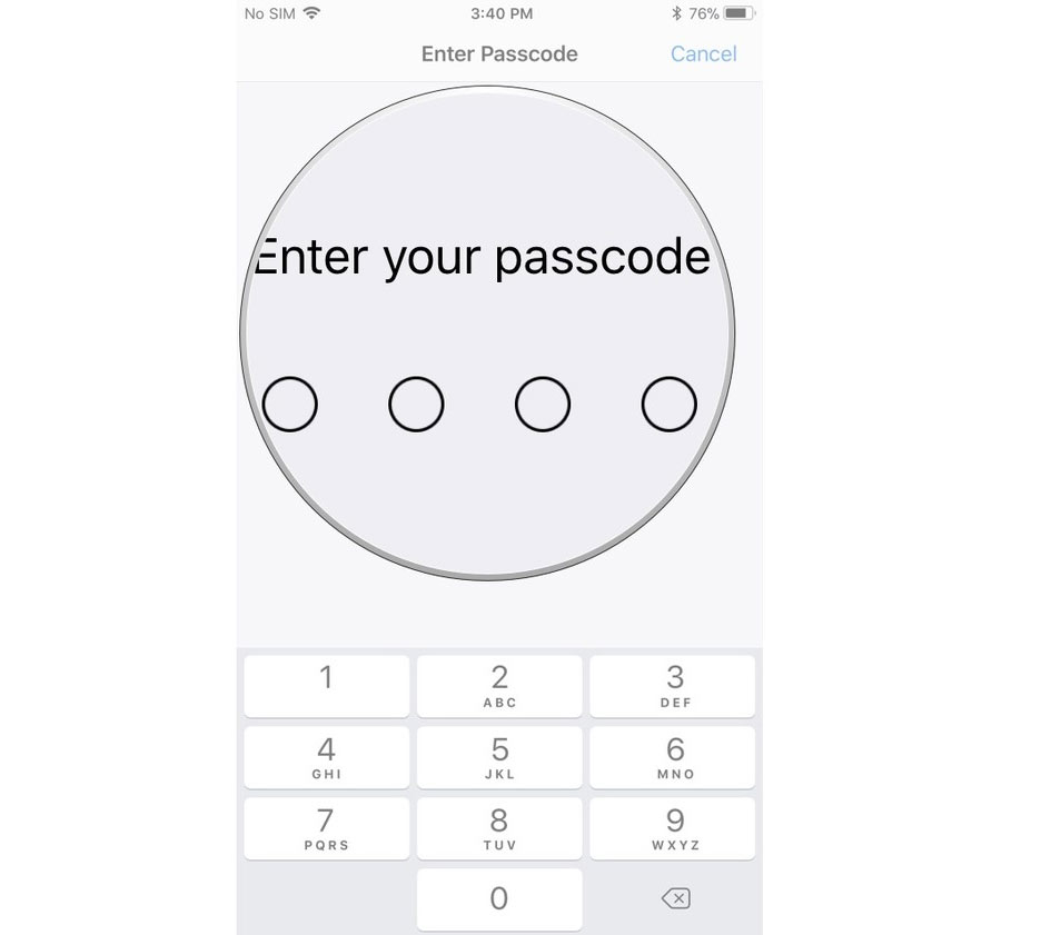 បញ្ចូល​លេខ​កូដ​សម្ងាត់ (Passcode) របស់​ទូរស័ព្ទ iPhone ឬ iPad ។