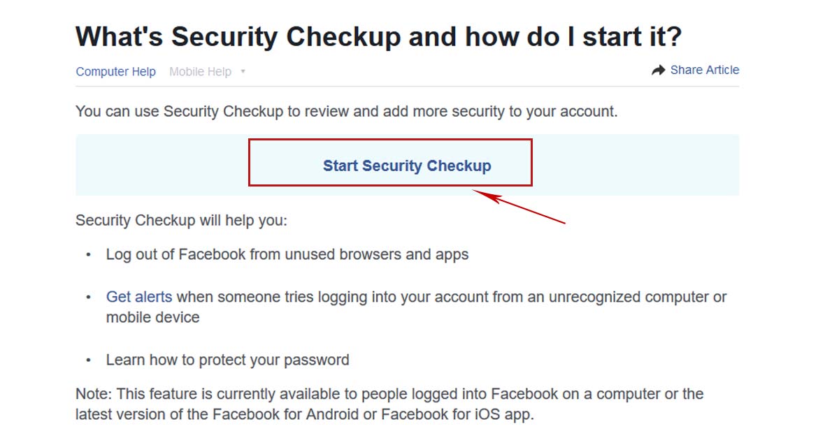 Security Checkup