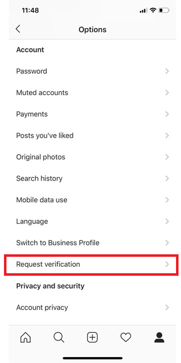 ស្នើសុំ verify គណនី Instagram