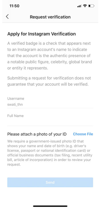 ស្នើសុំ verify គណនី Instagram