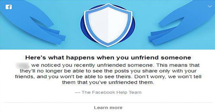ហ្វេសប៊ុក (Facebook) បង្ហាញ​សារ​អំពី​ការ​ដែល​អ្នក Unfriend នៅ​ក្នុង​ហ្វេសប៊ុក។ហ្វេសប៊ុក (Facebook) បង្ហាញ​សារ​អំពី​ការ​ដែល​អ្នក Unfriend នៅ​ក្នុង​ហ្វេសប៊ុក។