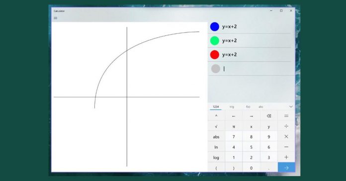 Graphing Mode របស់​កម្មវិធី​គិត​លេខ​របស់​ក្រុមហ៊ុន Microsoft (Calculator) នៅ​លើ Windows 10។