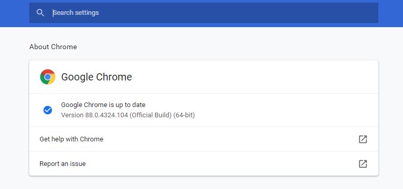 Google Chrome កំណែ​ជំនាន់ 88.0.4324.104