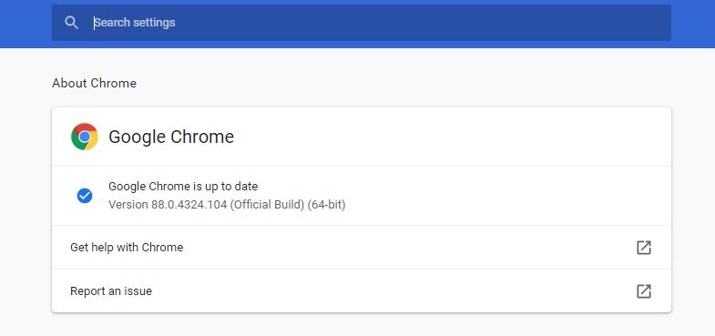 Google Chrome កំណែជំនាន់ 88.0.4324.104